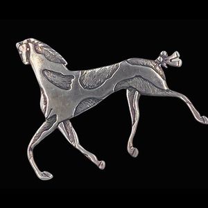 Vintage Navajo Frank Salcido Sterling Cherokee Horse Brooch